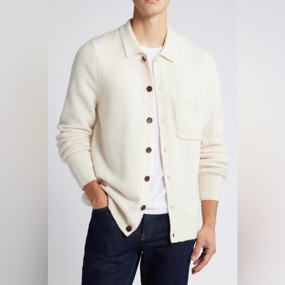 Treasure & Bond Men’s Ivory Alpaca/Merino Wool Button-Front Cardigan Size L NWT - Picture 2 of 10